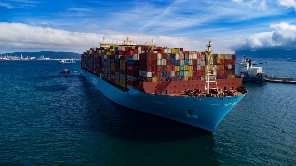 Merete Maersk, 18270 TEU container ship docking in Algeciras, Spain. Photo by Capt. Tymur Rudov Product